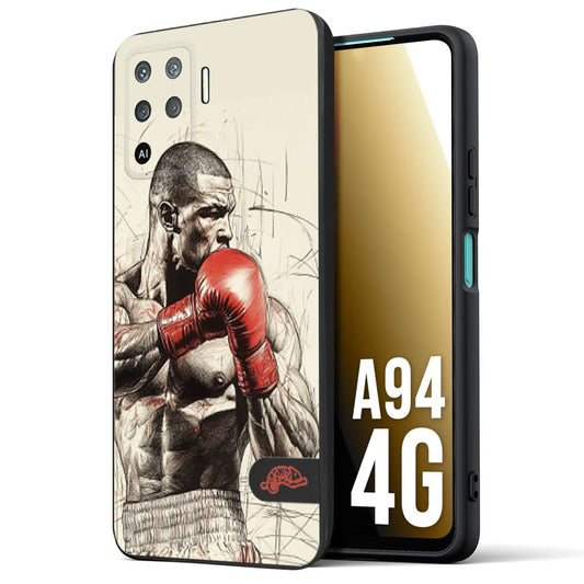 CUSTOMIZZA - Custodia cover nera morbida in tpu compatibile per Oppo A94 4G pugilato pugili disegno tattoo guantoni box sport ring