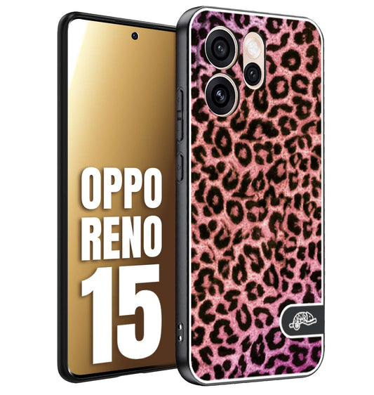 CUSTOMIZZA - Custodia cover nera morbida in tpu compatibile per Oppo Reno 15 leopardato maculato donna rosa leopard