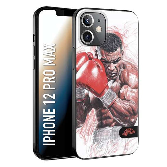 CUSTOMIZZA - Custodia cover nera morbida in tpu compatibile per iPhone 12 PRO MAX pugilato pugili disegno tattoo guantoni boxer pesi massimi iron mike