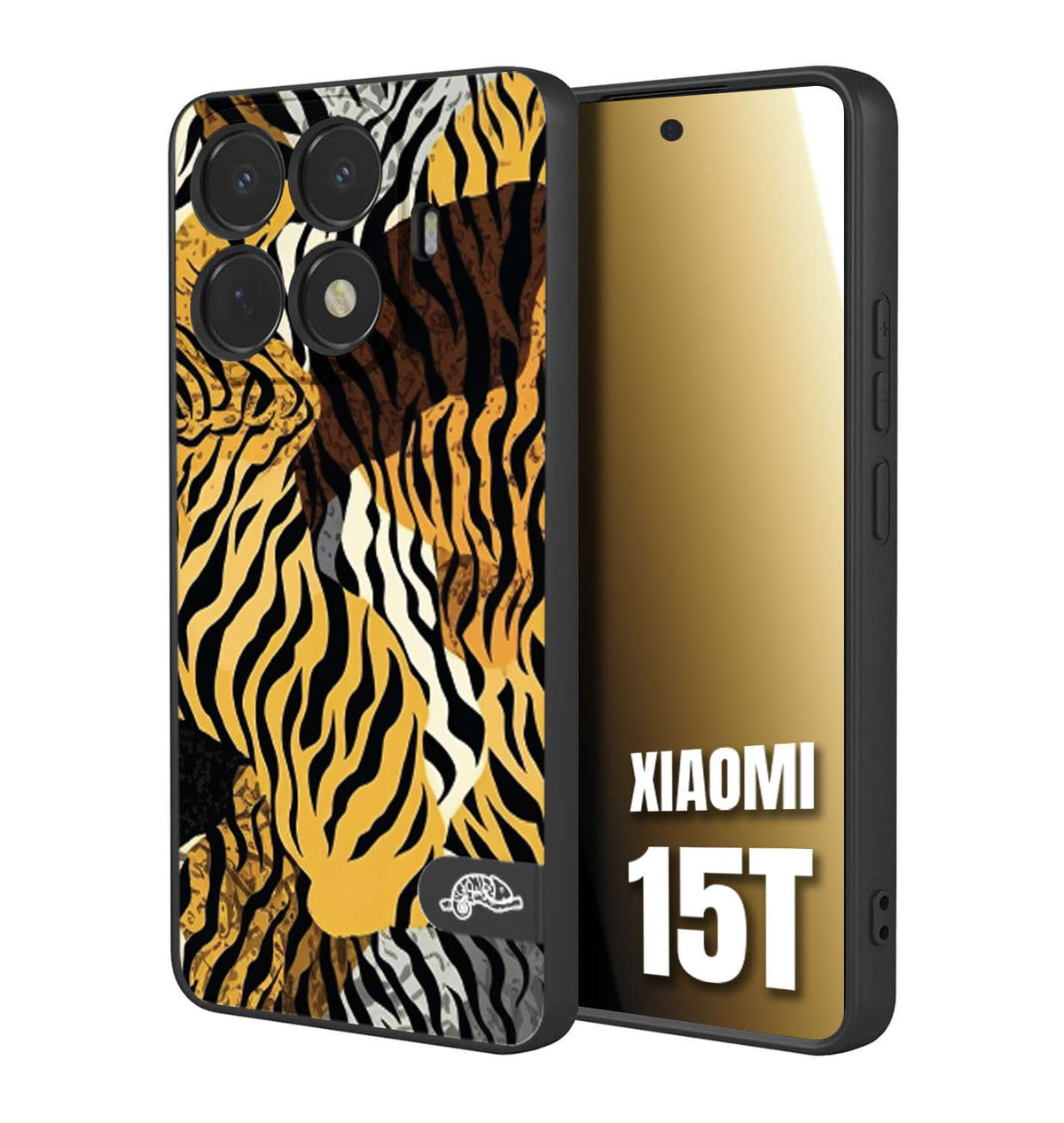 CUSTOMIZZA - Custodia cover nera morbida in tpu compatibile per Xiaomi 15T leopardato tigrato tiger colorata donna fashion estate
