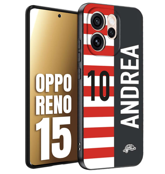 CUSTOMIZZA - Custodia cover nera morbida in tpu compatibile per Oppo Reno 15 personalizzata calcio football nome e numero calciatori bianco rossa