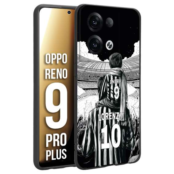 CUSTOMIZZA - Custodia cover nera morbida in tpu compatibile per Oppo Reno 9 PRO PLUS personalizzata calcio football nome e numero calciatori bianconeri bianca e nera
