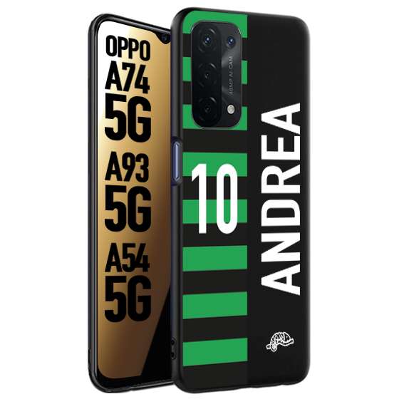 CUSTOMIZZA - Custodia cover nera morbida in tpu compatibile per Oppo A74 5G - A93 5G - A54 5G personalizzata calcio football nome e numero calciatori neroverde