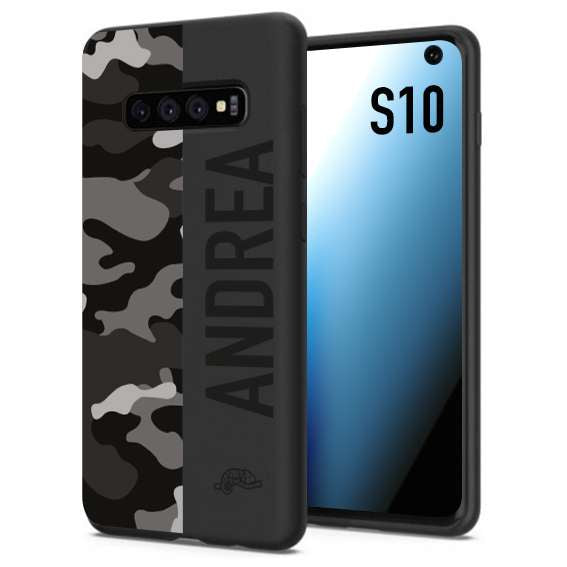 CUSTOMIZZA - Custodia cover nera morbida in tpu compatibile per Samsung S10 camouflage mimetico militare personalizzata nome