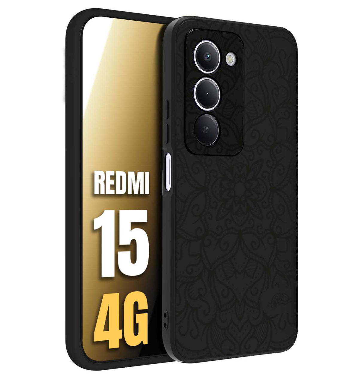 CUSTOMIZZA - Custodia cover nera morbida in tpu compatibile per Xiaomi Redmi 15 4G mandala nero fiore vedo non vedo donna