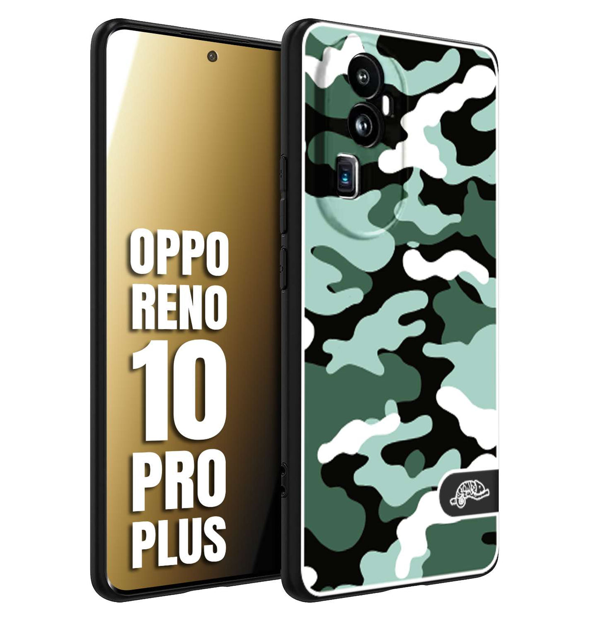 CUSTOMIZZA - Custodia cover nera morbida in tpu compatibile per Oppo Reno 10 PRO PLUS camouflage mimetico militare verde green