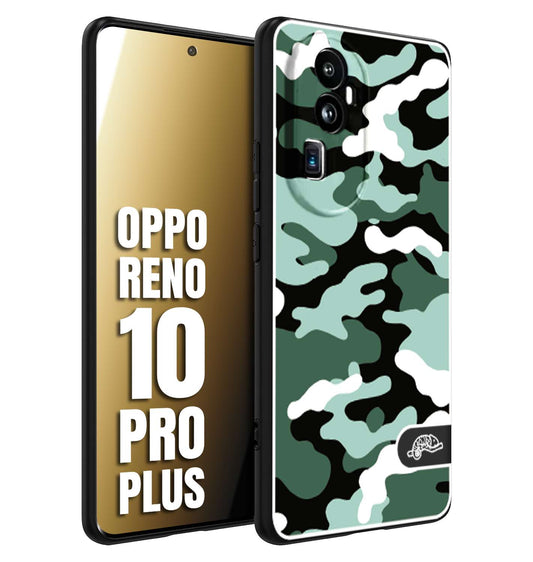 CUSTOMIZZA - Custodia cover nera morbida in tpu compatibile per Oppo Reno 10 PRO PLUS camouflage mimetico militare verde green