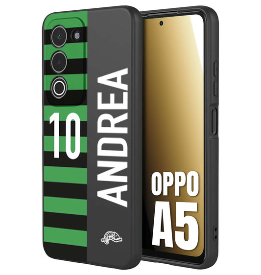 CUSTOMIZZA - Custodia cover nera morbida in tpu compatibile per Oppo A5 personalizzata calcio football nome e numero calciatori neroverde