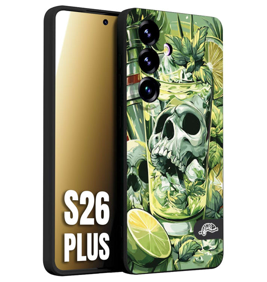 CUSTOMIZZA - Custodia cover nera morbida in tpu compatibile per Samsung S26 PLUS Mojito cocktail teschio illustrazione drink lime menta ghiacci tropicale street art