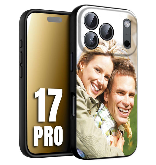 CUSTOMIZZA - Custodia cover nera morbida in tpu compatibile per iPhone 17 PRO personalizzata con foto immagine scritta a piacere