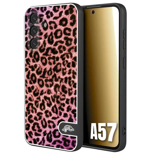 CUSTOMIZZA - Custodia cover nera morbida in tpu compatibile per Samsung A57 leopardato maculato donna rosa leopard