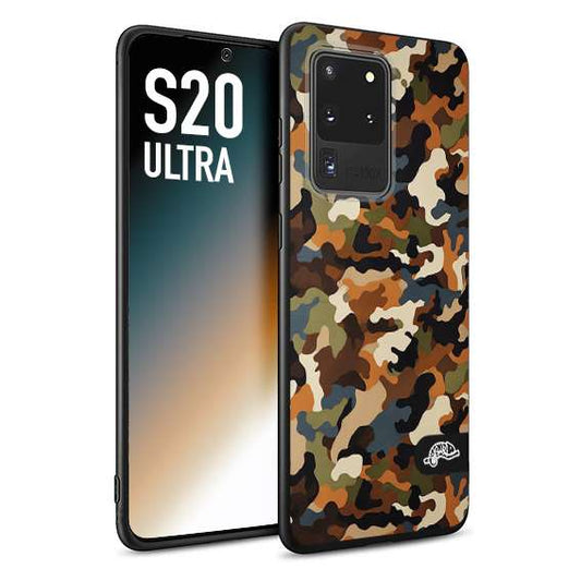 CUSTOMIZZA - Custodia cover nera morbida in tpu compatibile per Samsung S20 ULTRA camouflage mimetico militare moderno blu marrone beige