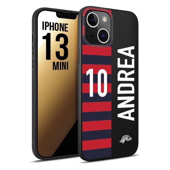 CUSTOMIZZA - Custodia cover nera morbida in tpu compatibile per iPhone 13 MINI personalizzata calcio football nome e numero calciatori rossoblu