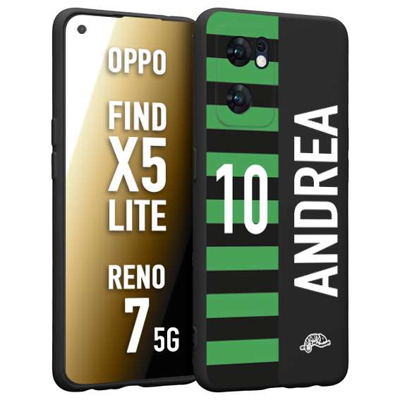 CUSTOMIZZA - Custodia cover nera morbida in tpu compatibile per Oppo Reno 7 - Find X5 LITE personalizzata calcio football nome e numero calciatori neroverde