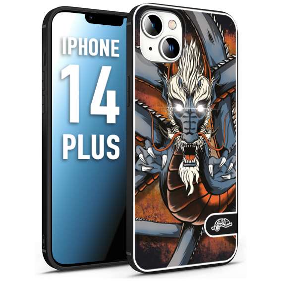 CUSTOMIZZA - Custodia cover nera morbida in tpu compatibile per iPhone 14 PLUS drago giapponese tattoo japan dragon