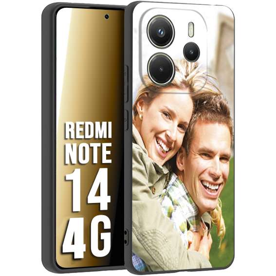 CUSTOMIZZA - Custodia cover nera morbida in tpu compatibile per Xiaomi Redmi Note 14 4G personalizzata con foto immagine scritta a piacere