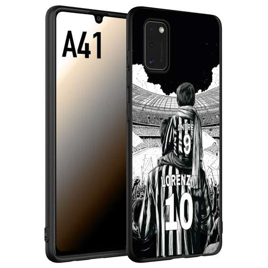 CUSTOMIZZA - Custodia cover nera morbida in tpu compatibile per Samsung A41 personalizzata calcio football nome e numero calciatori bianconeri bianca e nera