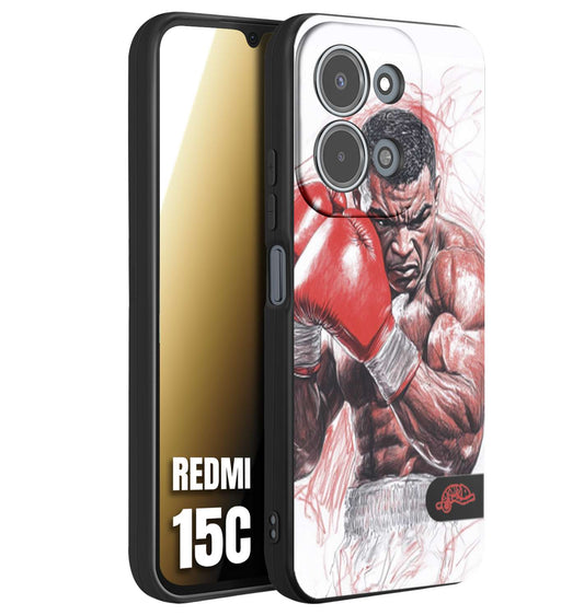 CUSTOMIZZA - Custodia cover nera morbida in tpu compatibile per Xiaomi Redmi 15C pugilato pugili disegno tattoo guantoni boxer pesi massimi iron mike