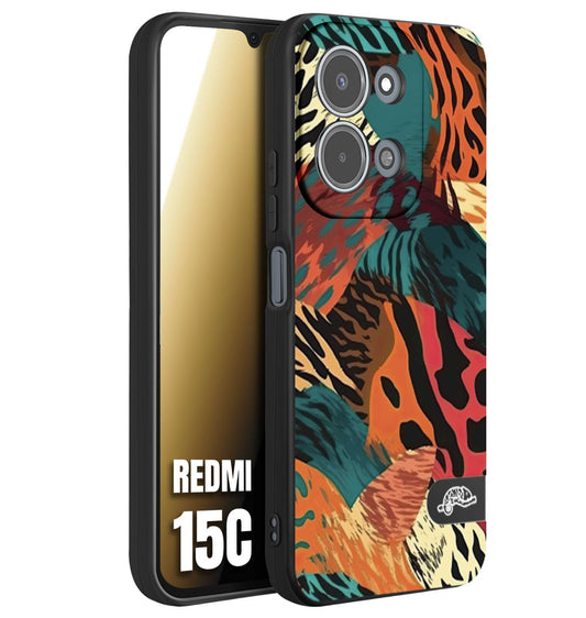 CUSTOMIZZA - Custodia cover nera morbida in tpu compatibile per Xiaomi Redmi 15C leopardato tigrato tiger colorata summer arancio verde fucsia