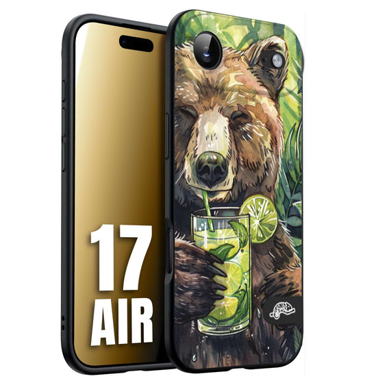 CUSTOMIZZA - Custodia cover nera morbida in tpu compatibile per iPhone 17 AIR fiori estate disegnata cocktails animali simpatici orso bear negroni