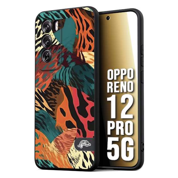 CUSTOMIZZA - Custodia cover nera morbida in tpu compatibile per Oppo Reno 12 PRO 5G leopardato tigrato tiger colorata summer arancio verde fucsia