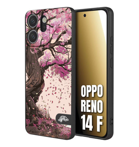 CUSTOMIZZA - Custodia cover nera morbida in tpu compatibile per Oppo Reno 14 F giapponese colori morbidi fiori di ciliegio rosa disegnata