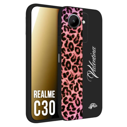 CUSTOMIZZA - Custodia cover nera morbida in tpu compatibile per Oppo Realme C30 leopardato rosa fucsia personalizzata nome iniziali