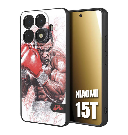 CUSTOMIZZA - Custodia cover nera morbida in tpu compatibile per Xiaomi 15T pugilato pugili disegno tattoo guantoni boxer pesi massimi iron mike