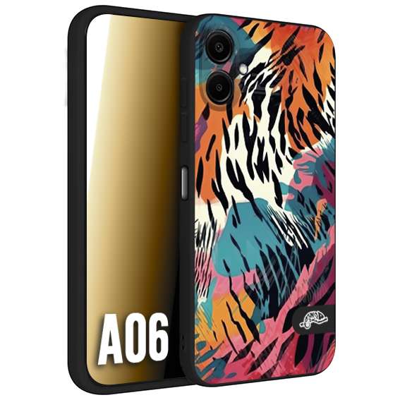 CUSTOMIZZA - Custodia cover nera morbida in tpu compatibile per Samsung A06 leopardato maculato tigrato tiger colorata summer color