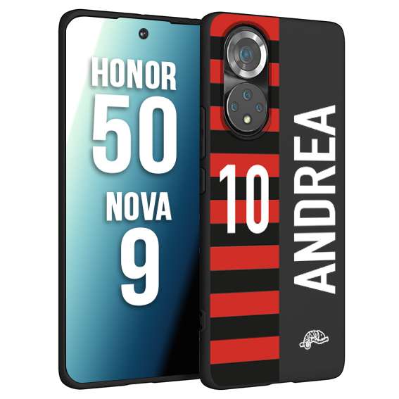 CUSTOMIZZA - Custodia cover nera morbida in tpu compatibile per Huawei Nova 9 - Honor 50 personalizzata calcio football nome e numero calciatori rossonera