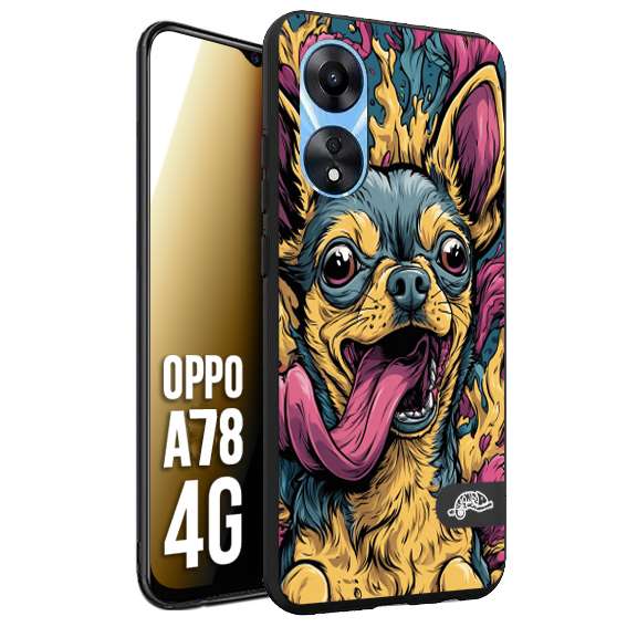 CUSTOMIZZA - Custodia cover nera morbida in tpu compatibile per Oppo A78 4G Chihuahua illustrazione cane pop art cane street art cartone animato