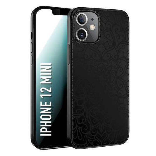 CUSTOMIZZA - Custodia cover nera morbida in tpu compatibile per iPhone 12 MINI mandala nero fiore vedo non vedo donna