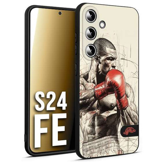 CUSTOMIZZA - Custodia cover nera morbida in tpu compatibile per Samsung S24 FE pugilato pugili disegno tattoo guantoni box sport ring