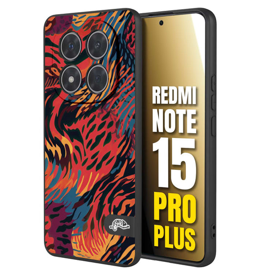 CUSTOMIZZA - Custodia cover nera morbida in tpu compatibile per Xiaomi Redmi Note 15 PRO PLUS leopardato maculato tigrato colorata fiamme rossa blu arancione