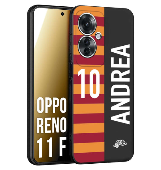 CUSTOMIZZA - Custodia cover nera morbida in tpu compatibile per Oppo Reno 11 F 5G personalizzata calcio football nome e numero calciatori giallo rossi