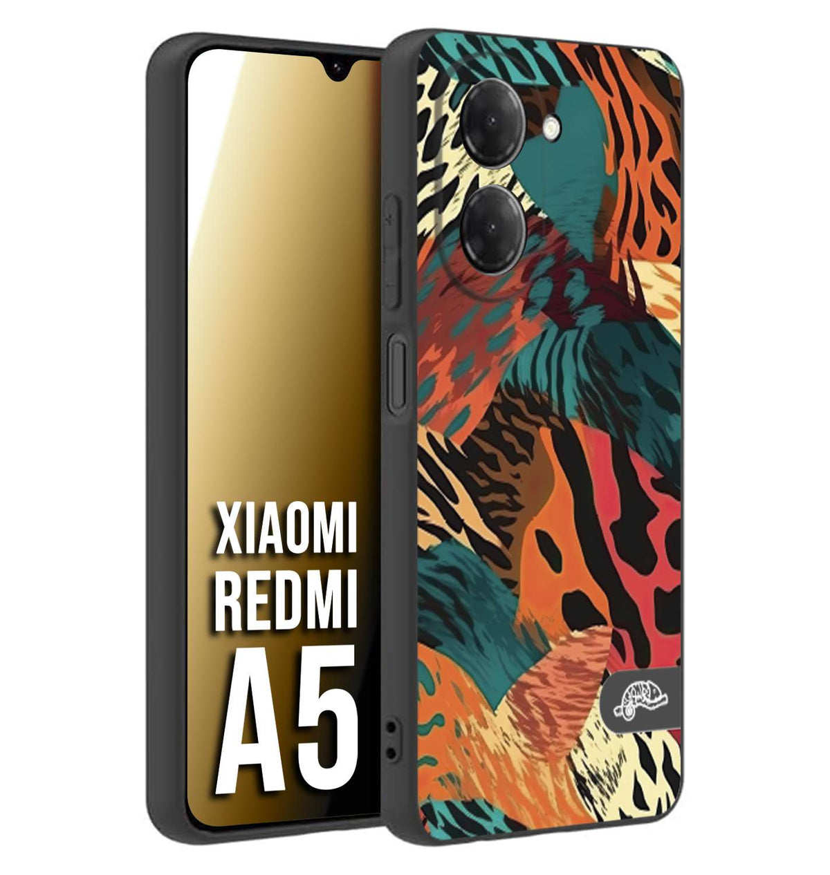 CUSTOMIZZA - Custodia cover nera morbida in tpu compatibile per Xiaomi Redmi A5 leopardato tigrato tiger colorata summer arancio verde fucsia