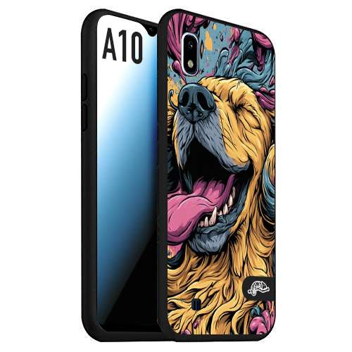 CUSTOMIZZA - Custodia cover nera morbida in tpu compatibile per Samsung A10 Golden Retriever illustrazione cane pop art cane street art cartone animato