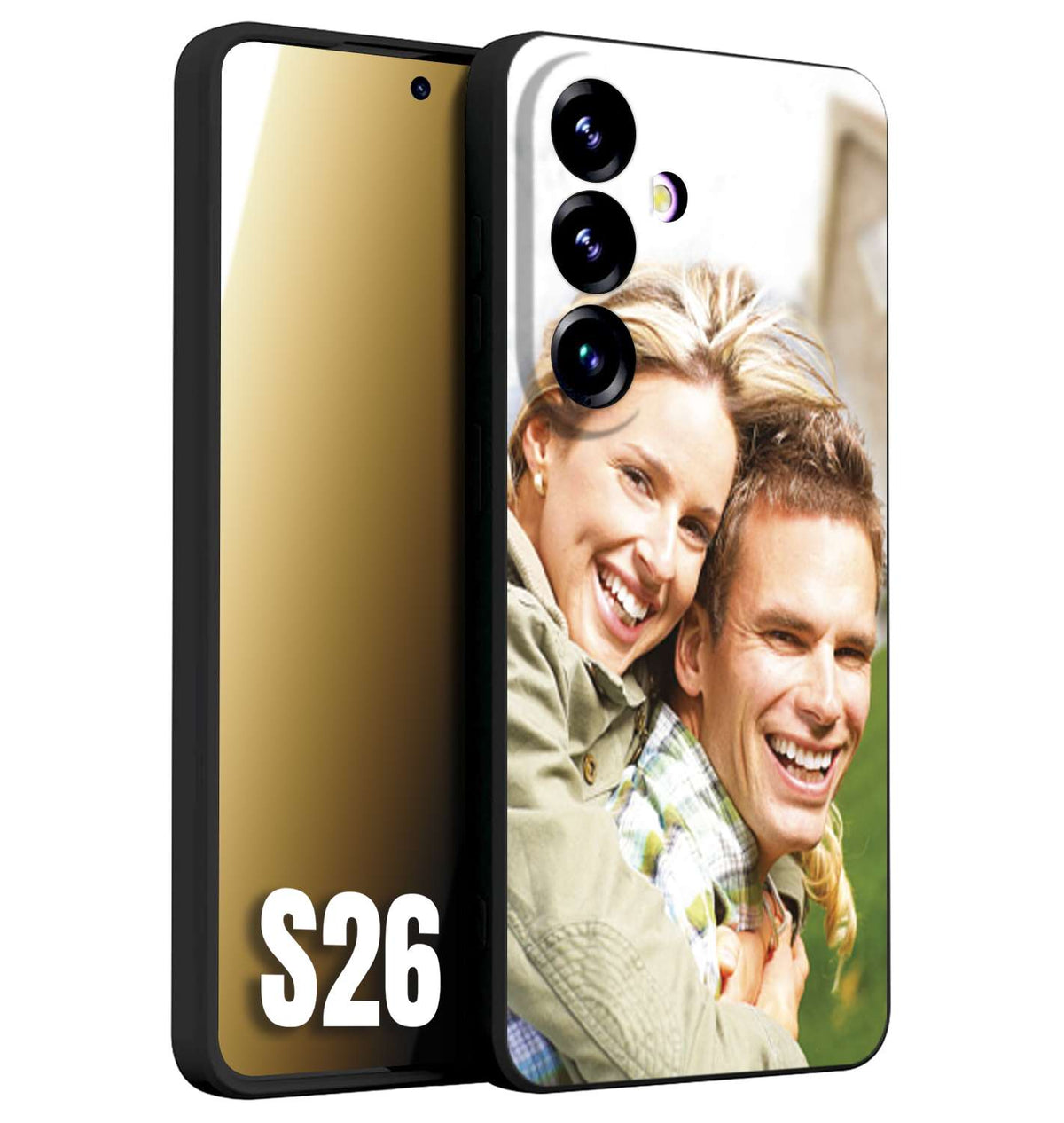 CUSTOMIZZA - Custodia cover nera morbida in tpu compatibile per Samsung S26 personalizzata con foto immagine scritta a piacere