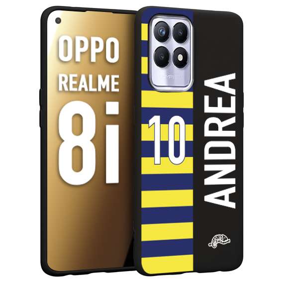 CUSTOMIZZA - Custodia cover nera morbida in tpu compatibile per Oppo Realme 8i personalizzata calcio football nome e numero calciatori giallo blu