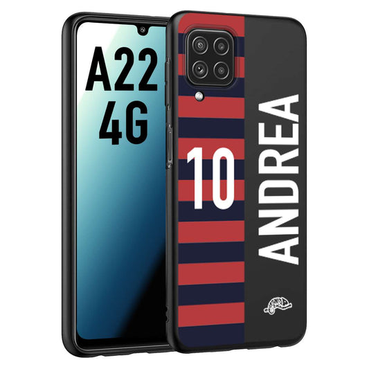 CUSTOMIZZA - Custodia cover nera morbida in tpu compatibile per Samsung A22 4G personalizzata calcio football nome e numero calciatori rossoblu