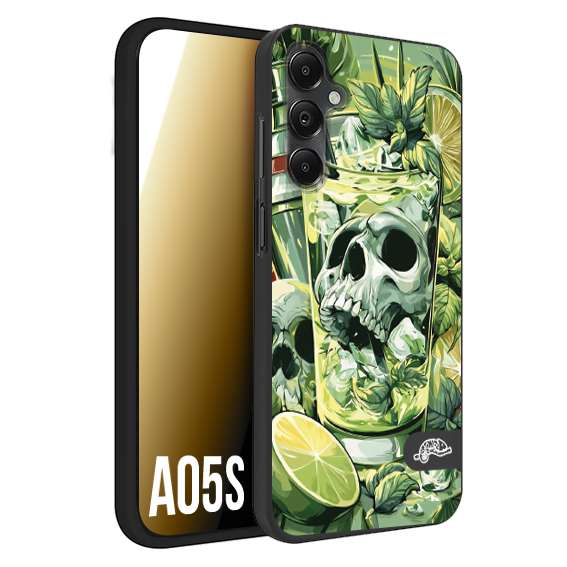CUSTOMIZZA - Custodia cover nera morbida in tpu compatibile per Samsung A05S Mojito cocktail teschio illustrazione drink lime menta ghiacci tropicale street art