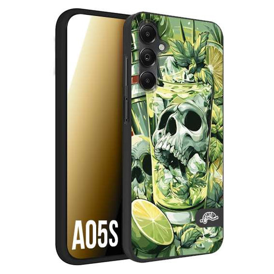 CUSTOMIZZA - Custodia cover nera morbida in tpu compatibile per Samsung A05S Mojito cocktail teschio illustrazione drink lime menta ghiacci tropicale street art