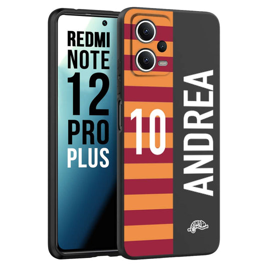 CUSTOMIZZA - Custodia cover nera morbida in tpu compatibile per Xiaomi Redmi Note 12 PRO PLUS personalizzata calcio football nome e numero calciatori giallo rossi