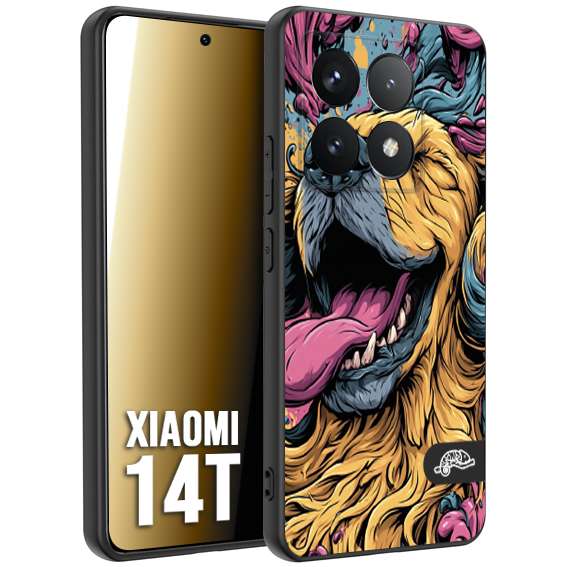 CUSTOMIZZA - Custodia cover nera morbida in tpu compatibile per Xiaomi 14T Golden Retriever illustrazione cane pop art cane street art cartone animato