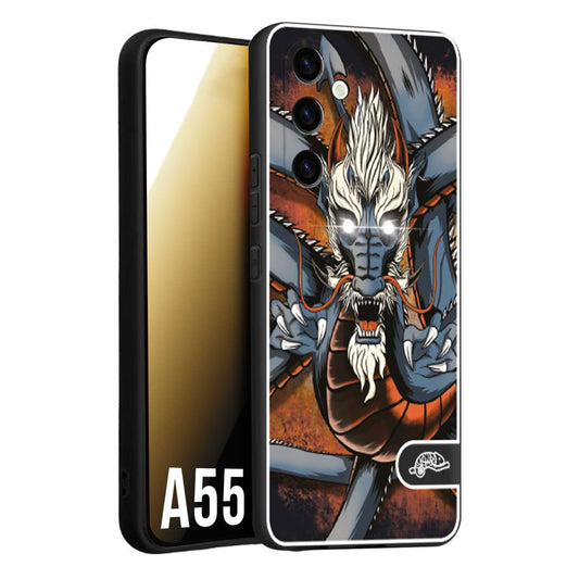 CUSTOMIZZA - Custodia cover nera morbida in tpu compatibile per Samsung A55 5G drago giapponese tattoo japan dragon