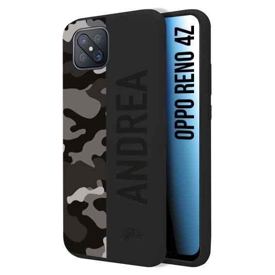 CUSTOMIZZA - Custodia cover nera morbida in tpu compatibile per Oppo Reno 4Z camouflage mimetico militare personalizzata nome