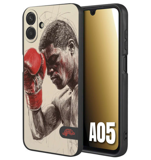 CUSTOMIZZA - Custodia cover nera morbida in tpu compatibile per Samsung A05 pugilato pugili disegno tattoo guantoni boxer pesi massimi