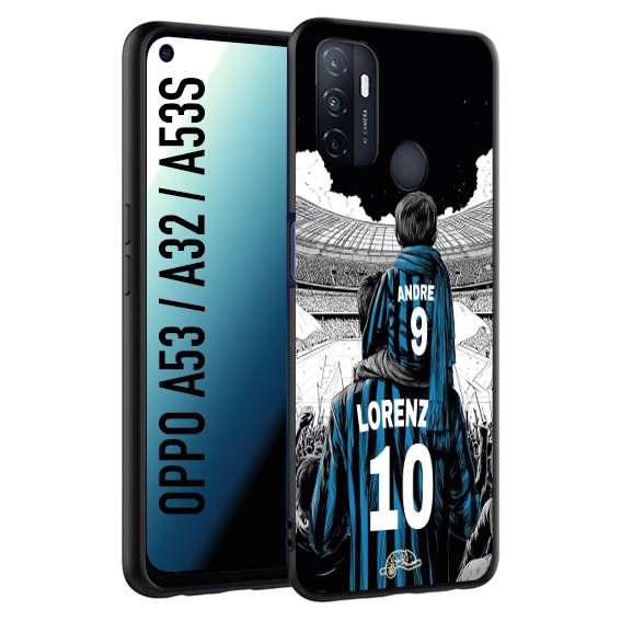 CUSTOMIZZA - Custodia cover nera morbida in tpu compatibile per Oppo A53 - A32 - A53S personalizzata calcio football padre e figlio calciatori nerazzurra