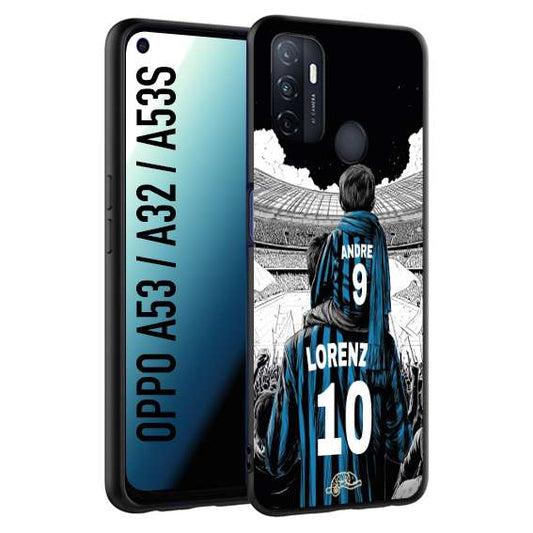 CUSTOMIZZA - Custodia cover nera morbida in tpu compatibile per Oppo A53 - A32 - A53S personalizzata calcio football padre e figlio calciatori nerazzurra