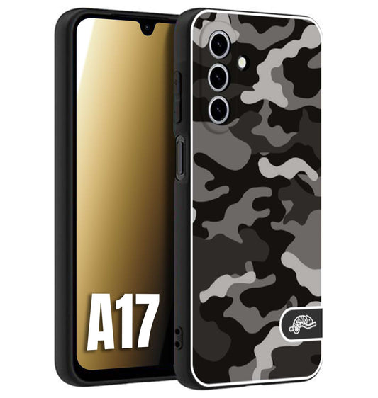 CUSTOMIZZA - Custodia cover nera morbida in tpu compatibile per Samsung A17 camouflage mimetico militare nero black grigio